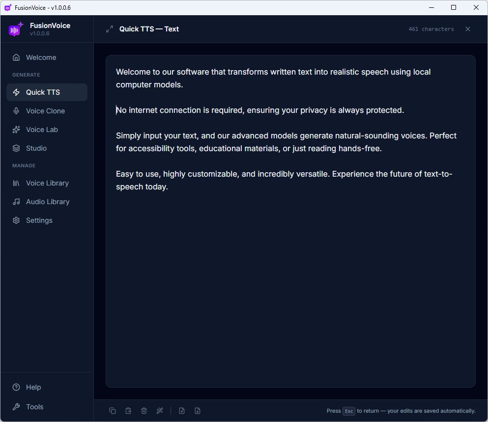 Full-screen text input
