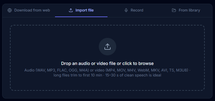 Import audio file